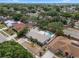 Aerial view of home showing the in-ground pool, large yard, mature trees and surrounding neighborhood at 8520 Rose Groves Rd, Orlando, FL 32818