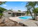 Backyard area featuring lush landscaping surrounding a sparkling pool, with ample room for patio seating at 8520 Rose Groves Rd, Orlando, FL 32818