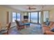 Bright living room featuring stylish furniture and direct access to a private balcony with ocean views at 2401 S Atlantic Ave # D306, New Smyrna Beach, FL 32169