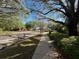 Sidewalk alongside a street, shaded by mature trees and lush greenery in a well-maintained community at 437 Wilmington Cir, Oviedo, FL 32765