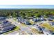 Aerial view showcasing a neighborhood surrounded by lush trees and foliage with sidewalks throughout the community at 5251 Meredrew Ln, St Cloud, FL 34771
