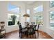 Dining area with pool view, featuring large windows, and a table for six at 437 Wilmington Cir, Oviedo, FL 32765