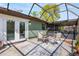 Relaxing screened patio featuring comfortable seating and a stylish outdoor rug at 1510 Chatsworth Ave, Deltona, FL 32738