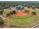 Aerial view of a baseball field with well-kept grass surrounded by trees at 1514 Pelican St, Longwood, FL 32750