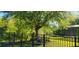 Secluded backyard featuring lush greenery, a wrought iron fence, and mature trees at 1530 Lexington Av Ave, Davenport, FL 33837