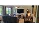Inviting living room with comfortable leather seating, a ceiling fan, and large windows at 1530 Lexington Av Ave, Davenport, FL 33837