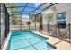 Beautiful screened-in pool area with a spa surrounded by a safety fence at 2775 Bookmark Dr, Kissimmee, FL 34746