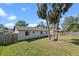 Wide backyard view featuring a well-maintained lawn and privacy fence, perfect for Gathering activities and outdoor living at 2955 Foxcroft Ln, South Daytona, FL 32119