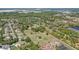 High-angle aerial view capturing a suburban landscape with diverse housing, trees, and an open field, under bright sunlight at 4550 Chandler Rd, Apopka, FL 32712