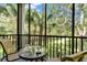 Screened-in patio with seating area overlooking the manicured grounds and palm trees at 806 Lucaya Loop, Davenport, FL 33897