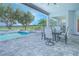 Outdoor patio with table, chairs, and a beautiful view of the pool and surrounding landscape at 13307 Alderley Dr, Orlando, FL 32832