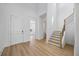 Bright foyer with hardwood floors, a modern staircase, and a welcoming open layout at 15060 Brodie Ln, Winter Garden, FL 34787
