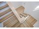 Modern staircase with wooden steps and white risers, offering a bright and open feel at 15060 Brodie Ln, Winter Garden, FL 34787