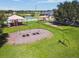 An aerial shot depicts a playground, swing set, and pond in a grassy landscaped area at 1639 Pickerel Ct, Kissimmee, FL 34759