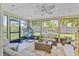 Relaxing screened lanai with comfortable seating, a ceiling fan, and views of the backyard at 3420 Arnel Dr, Winter Park, FL 32792