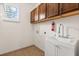 Functional laundry room with overhead cabinets, a utility sink, and a window for natural light at 778 Gainer Way, Winter Springs, FL 32708