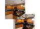 Open kitchen with wood cabinets, black appliances, and island seating at 831 N Fern Creek Ave # 101, Orlando, FL 32803