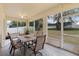 Relaxing screened patio with views of the fenced backyard at 1304 Independence Ln, Mount Dora, FL 32757