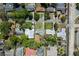 An aerial view shows houses, streets, and nearby green spaces, giving a sense of community layout at 1807 Yorkshire Dr, Winter Park, FL 32792