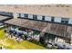 Aerial view of the backyard pool and patio area under the lanai at 4210 Lana Ave, Davenport, FL 33897
