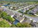 Stunning aerial view of a neighborhood featuring well-maintained homes, lush landscaping, and a community pool at 7945 Pleasant Pine Cir, Winter Park, FL 32792