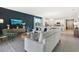 Open-concept living room with modern decor, a view of the kitchen, and ample natural light at 866 Pebble Crest Ln, Eagle Lake, FL 33839