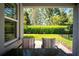 View of a green and manicured backyard from the covered back porch at 193 Old Moss Cir, Deland, FL 32724
