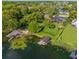 Stunning aerial view of a lakefront property with private dock and lush green lawn at 2922 Carmia Dr, Orlando, FL 32806