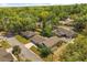 An aerial view of a single-story house, with a big backyard, surrounded by dense, mature trees at 704 Briarwood Dr, Winter Springs, FL 32708