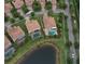 Beautiful aerial shot of the home and pool, surrounded by lush landscaping and a serene lake at 12184 Aztec Rose Ln, Orlando, FL 32827