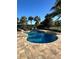 Private pool and patio area surrounded by mature landscaping and lake views at 12184 Aztec Rose Ln, Orlando, FL 32827