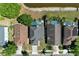 Aerial view of homes with screened pools next to a pond at 12613 Maribou Cir, Orlando, FL 32828