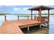 Beautiful view of a tranquil lake from a wooden dock and gazebo at 4231 Yorketowne Rd, Orlando, FL 32812