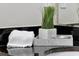 Stylish bathroom detail with granite countertop, white towels, and modern decor at 4500 Alberto Cir, Kissimmee, FL 34746