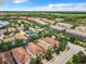 An aerial view captures this neighborhood's scenic setting, surrounded by verdant trees and serene water features at 5412 Solterra Cir, Davenport, FL 33837