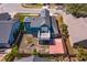 Aerial view of property with fenced yard, upper deck, covered patio and mature landscaping at 787 E Charing Cross Cir, Lake Mary, FL 32746