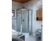 Bathroom with a large shower stall, a wood ceiling accent, and storage at 170 Lady Susan Ct, Casselberry, FL 32707