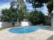 Backyard featuring a private pool, paved patio, lush trees, and a pristine white fence at 170 Lady Susan Ct, Casselberry, FL 32707