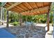 Charming outdoor dining area with wooden pergola and stone patio, perfect for entertaining at 245 Country Circle E Dr, Port Orange, FL 32128