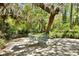 Outdoor patio area shaded by mature trees and tropical foliage offers a relaxing space to relax or dine at 245 Country Circle E Dr, Port Orange, FL 32128