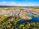 Sweeping aerial view of a community with multiple lakes, homes, and green spaces in a Primary-planned development at 6439 Trailblaze Bnd, St Cloud, FL 34771