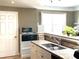 Kitchen counter featuring granite countertops and a stainless steel sink and a bright window at 6575 Time Square Ave # 101, Orlando, FL 32835