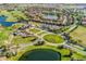 An aerial view of the community featuring golf courses, lakes, and lush landscaping at 10255 Beechwood Ln, Orlando, FL 32832