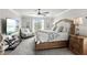 This bedroom provides natural light, a ceiling fan, TV, and a comfortable queen bed at 1628 Thetford Cir, Orlando, FL 32824