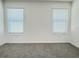 The bedroom features neutral walls and carpet with 2 windows at 3437 Possehl Pl, The Villages, FL 32163