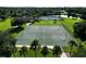 Aerial view of the outdoor basketball courts lined with palm trees at 3616 Deer Oak Cir, Oviedo, FL 32766