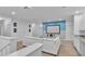 Spacious basement with a large projector screen, perfect for a home theater or entertainment space at 7012 Oakwood St, Davenport, FL 33837
