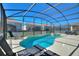 Private screened-in pool and spa offering a relaxing retreat with views of the serene backyard and neighborhood at 7012 Oakwood St, Davenport, FL 33837
