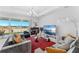 Open concept living area with a view of the backyard, complete with stylish furniture and decor at 7633 Agrigento St, Clermont, FL 34714
