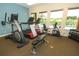 Well-equipped exercise room with treadmills, elliptical and weight equipment overlooking the pool at 1011 Cedar Bay Ln, Winter Springs, FL 32708